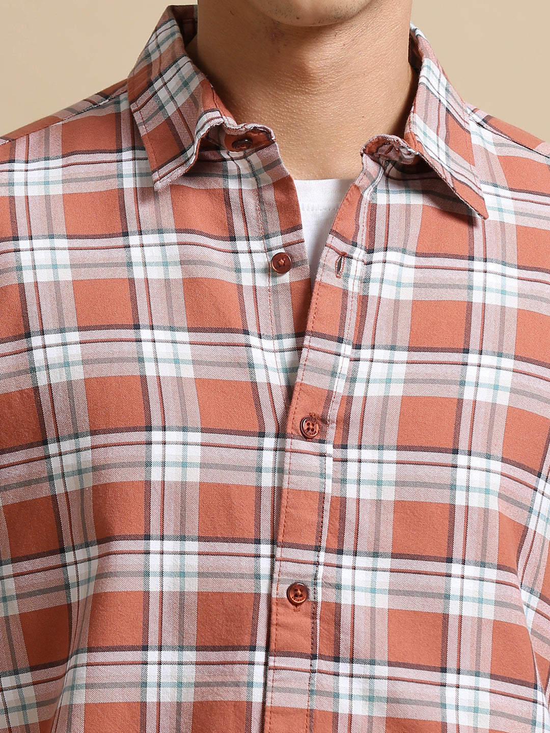 Blezza Tan Checks Shirt Checks Shirt Bushirt