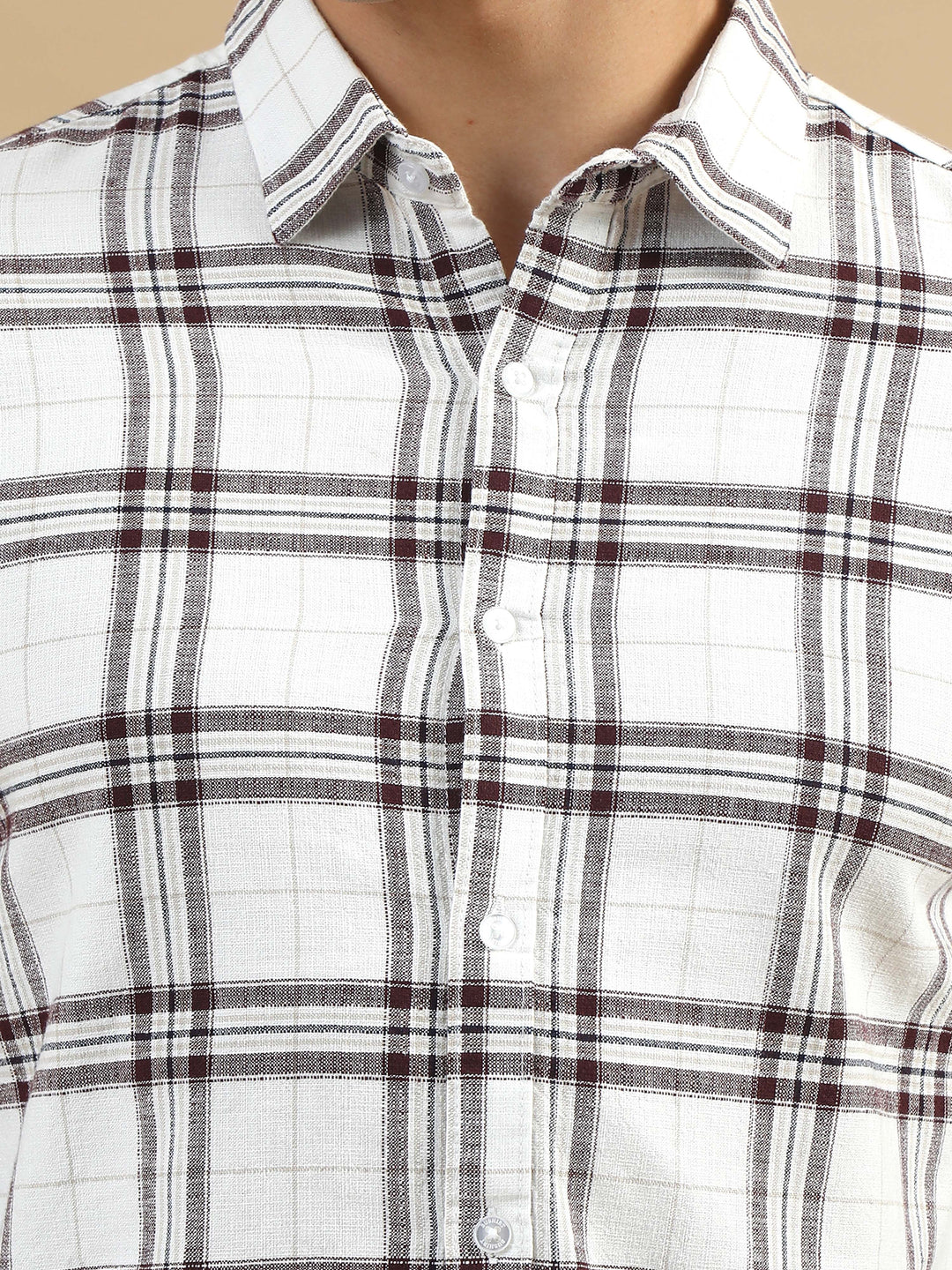 Plaid Fusion Cream Checks Shirt Checks Shirt Bushirt