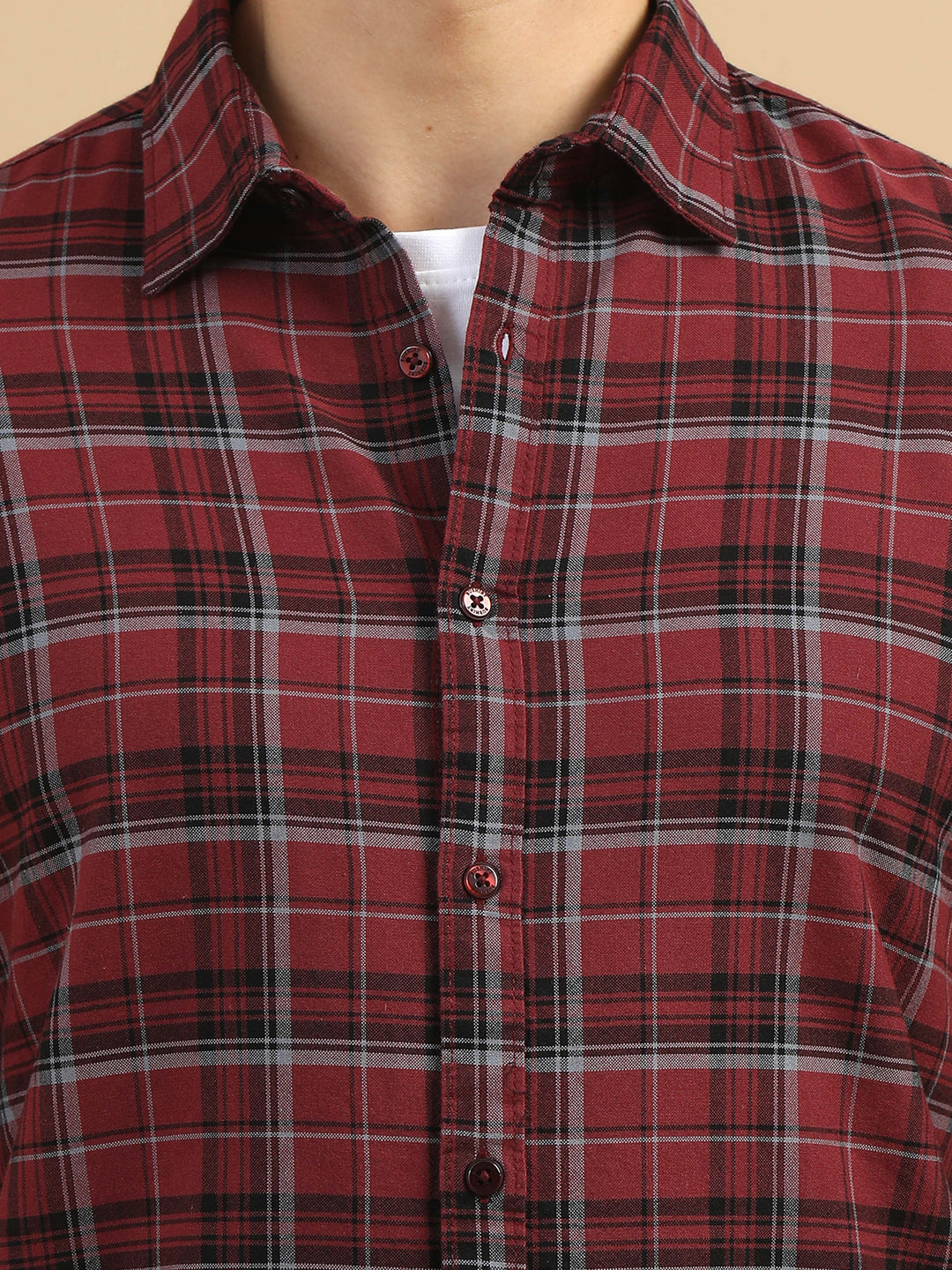 Tartan Textures Maroon Checks Shirt Checks Shirt Bushirt