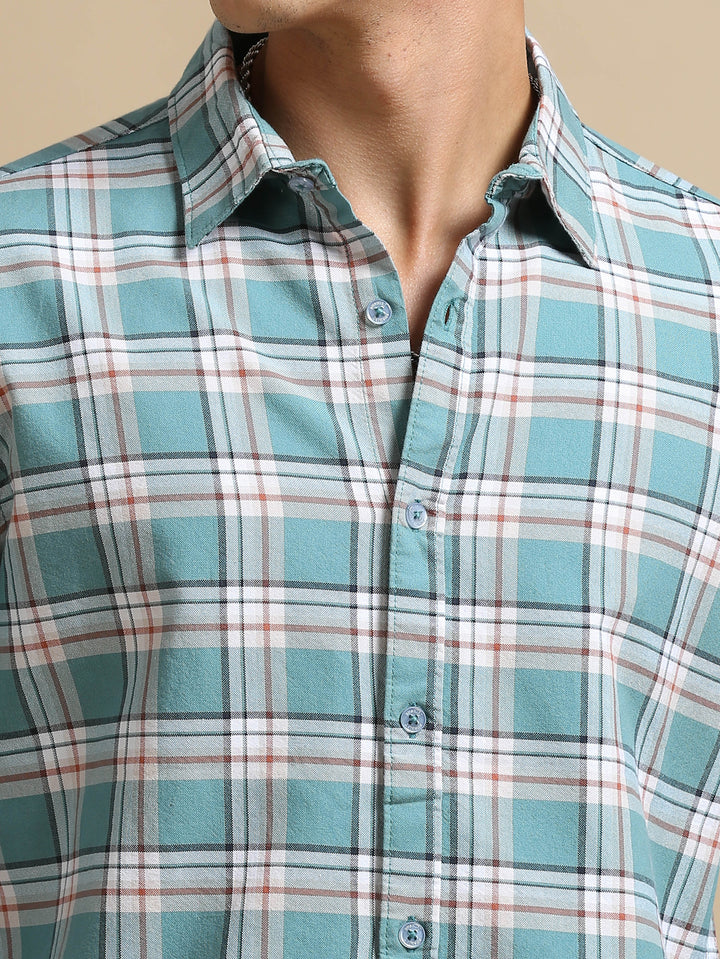 Blezza Tiffany Blue Checks Shirt Checks Shirt Bushirt