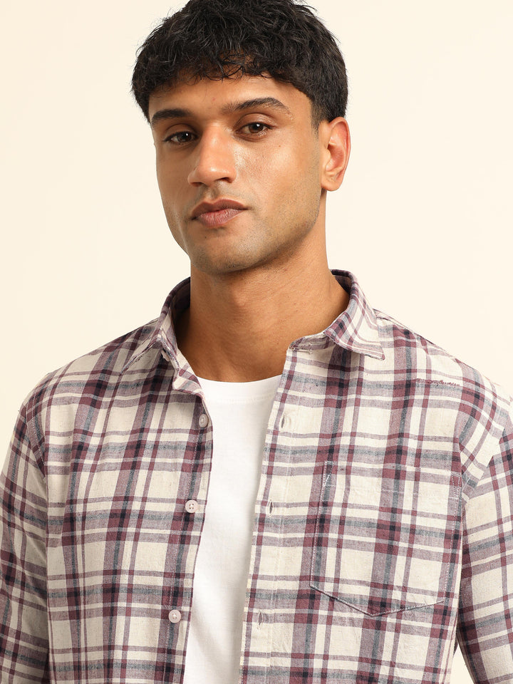 Red Checks Regular Fit Shirt Checks Shirt Bushirt