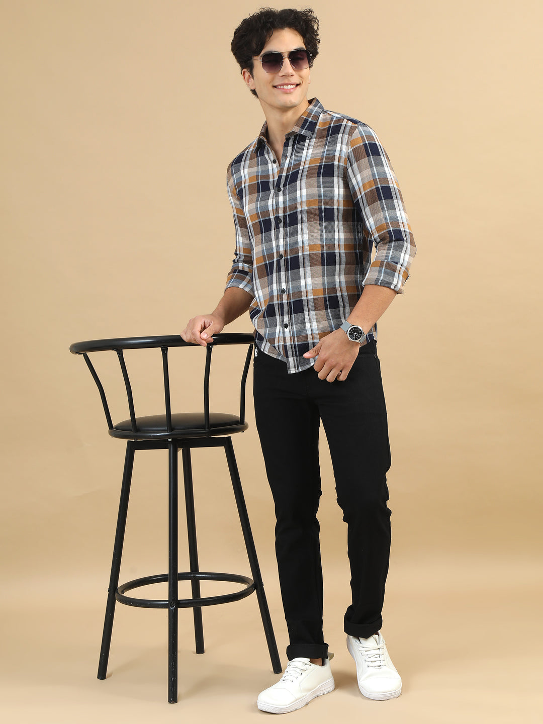 Plaid Pursuits Tan Checks Shirt Checks Shirt Bushirt