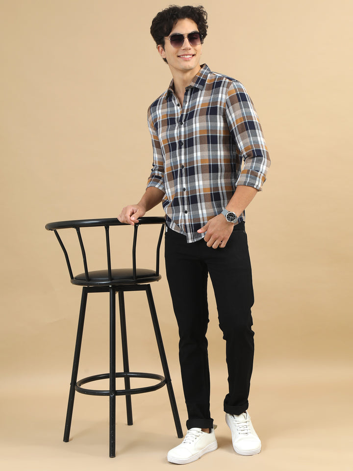 Plaid Pursuits Tan Checks Shirt Checks Shirt Bushirt