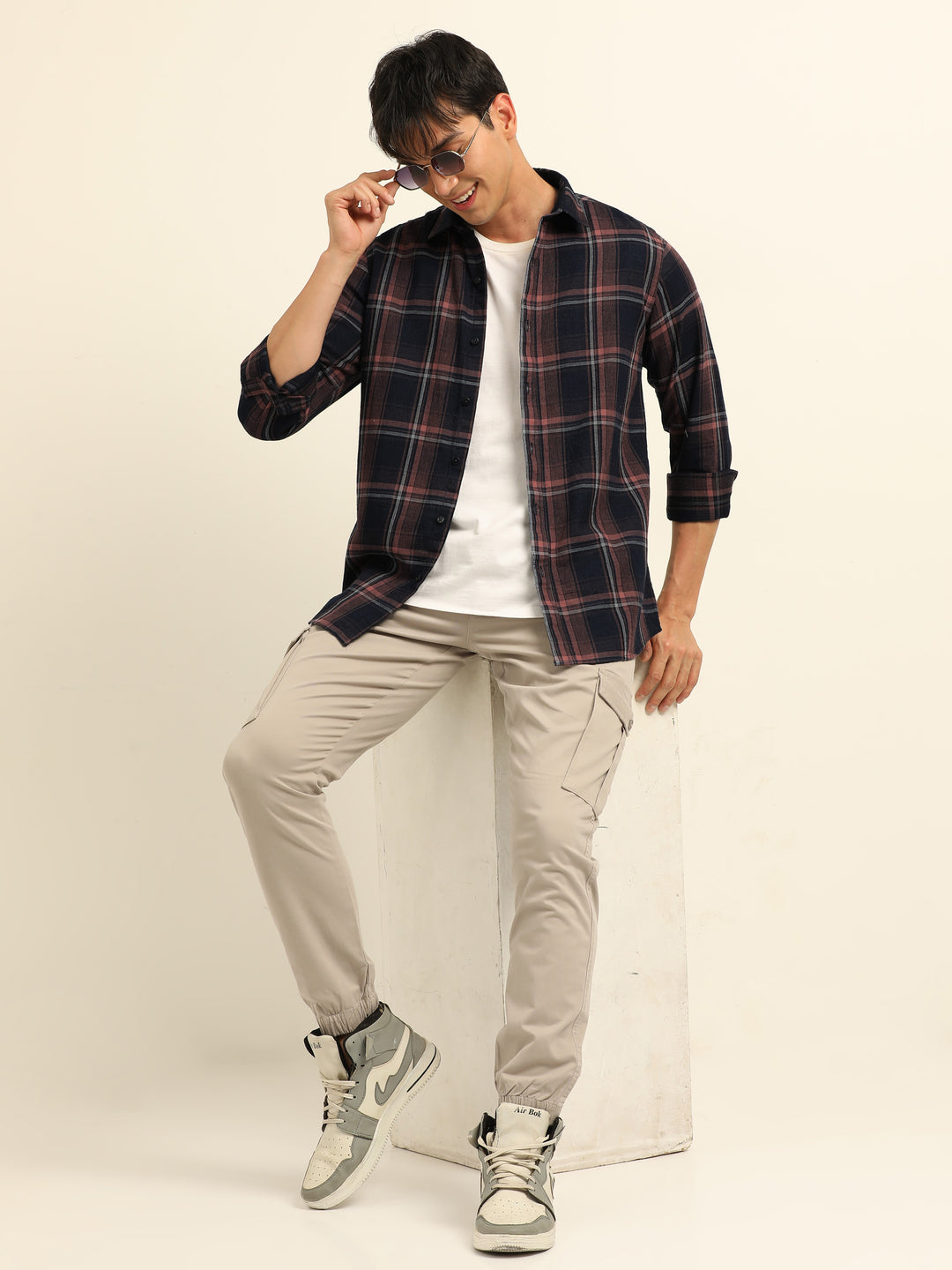 Salmon Checks Regular Fit Shirt Checks Shirt Bushirt