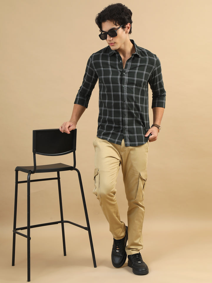 Savvy Squares Rifle Green Checks Shirt Checks Shirt Bushirt