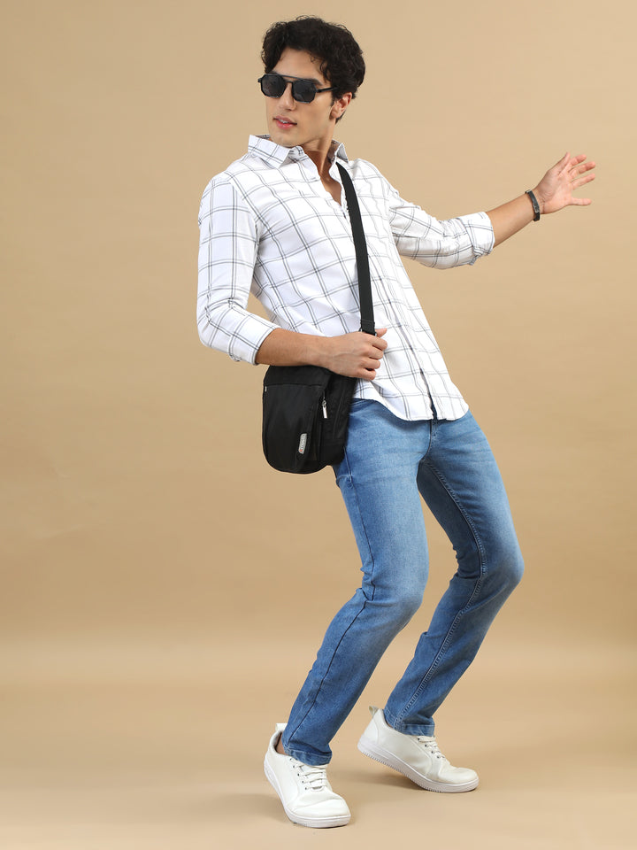 Savvy Squares White Checks Shirt Checks Shirt Bushirt