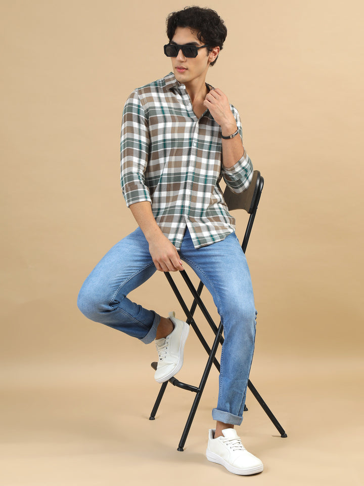 Saddle Brown Classic Checks Shirt Checks Shirt Bushirt