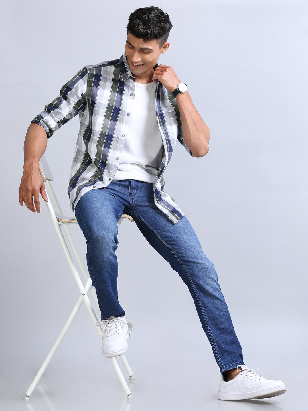 Wale Quadrey Blue Checks Shirt  Bushirt