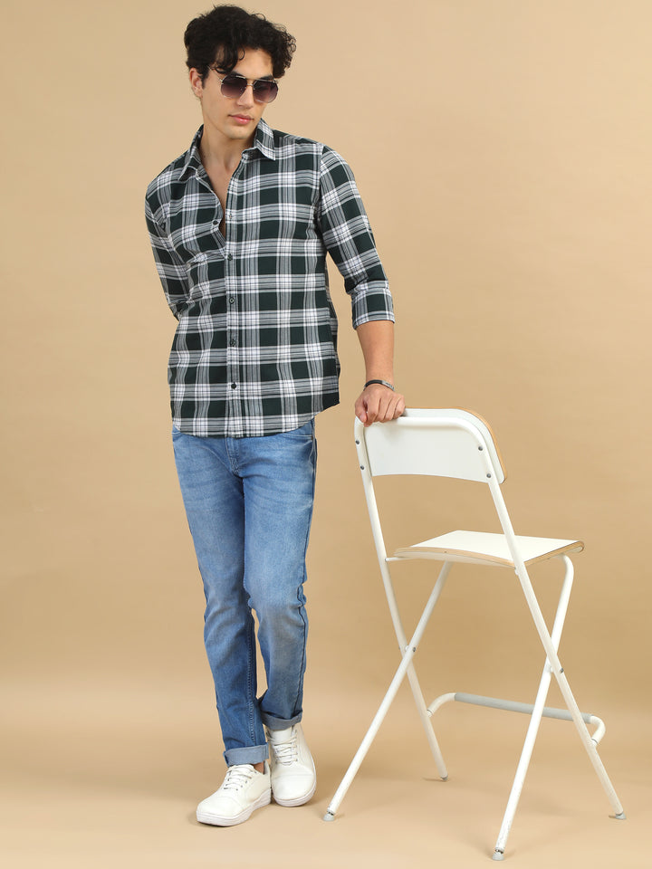 Urban Grid Dark Green Checks Shirt Checks Shirt Bushirt