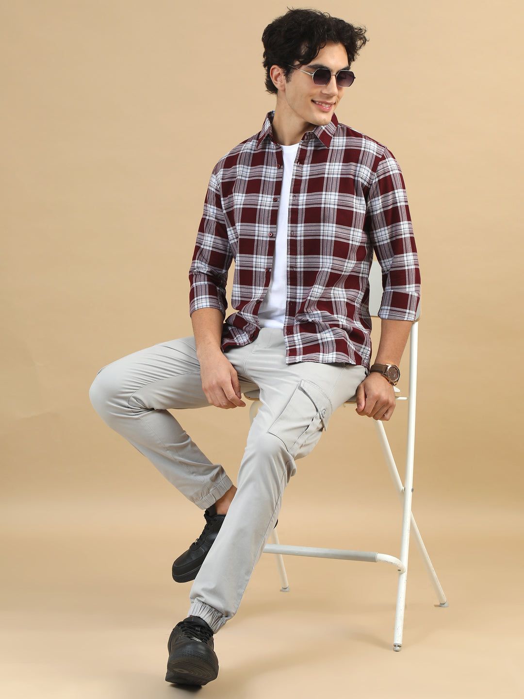 Urban Grid Wine Checks Shirts Checks Shirt Bushirt