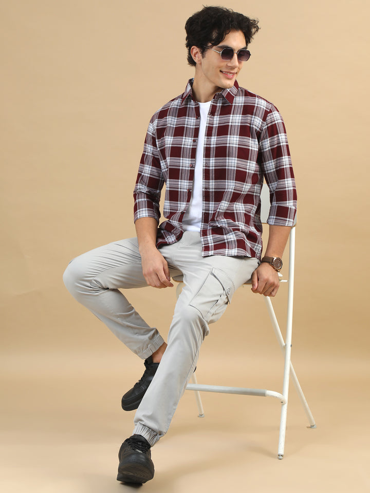 Urban Grid Wine Checks Shirts Checks Shirt Bushirt