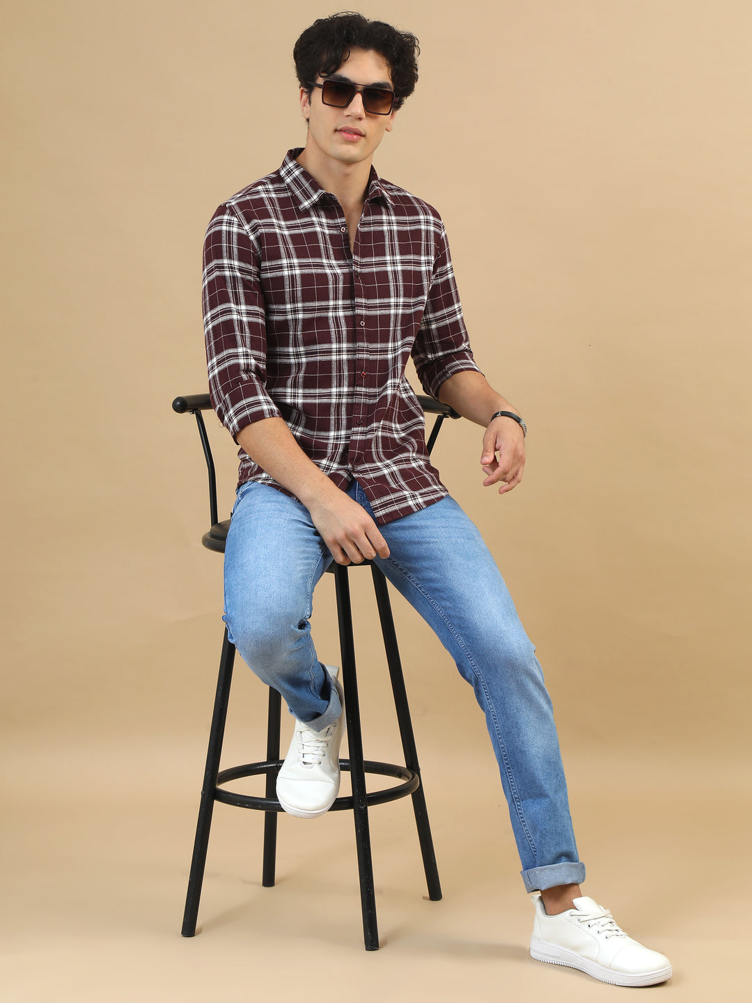 Plaid Fusion Tuscan Red Checks Shirt Checks Shirt Bushirt