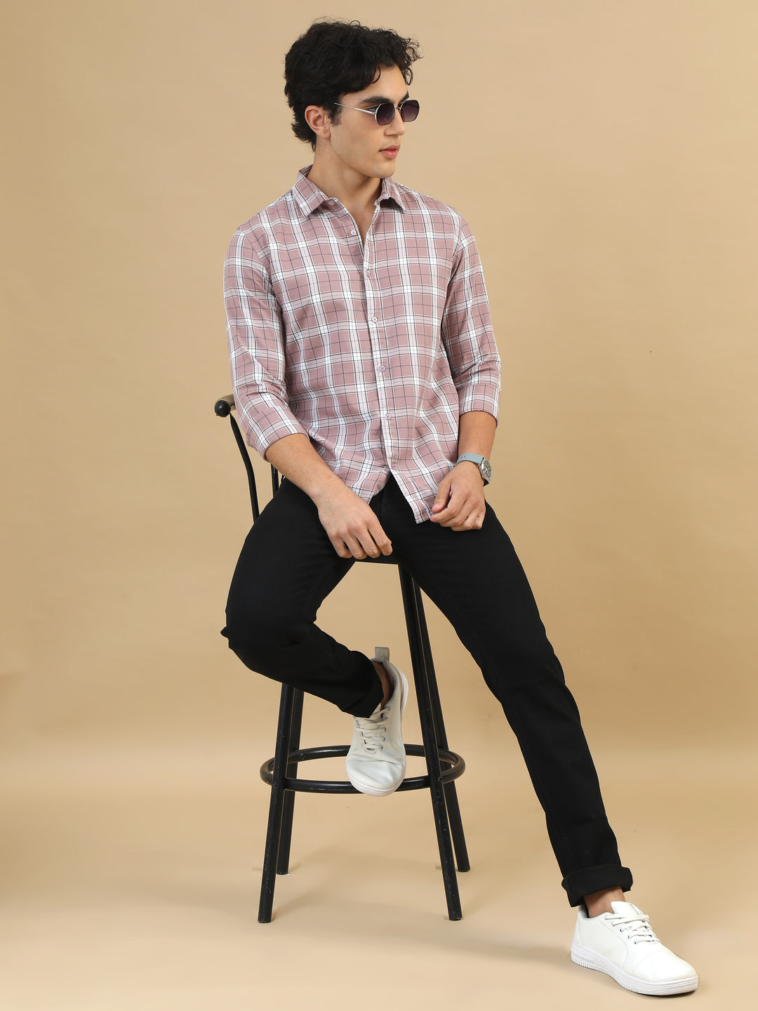 Bold Blocks Light Taupe Checks Shirt Checks Shirt Bushirt