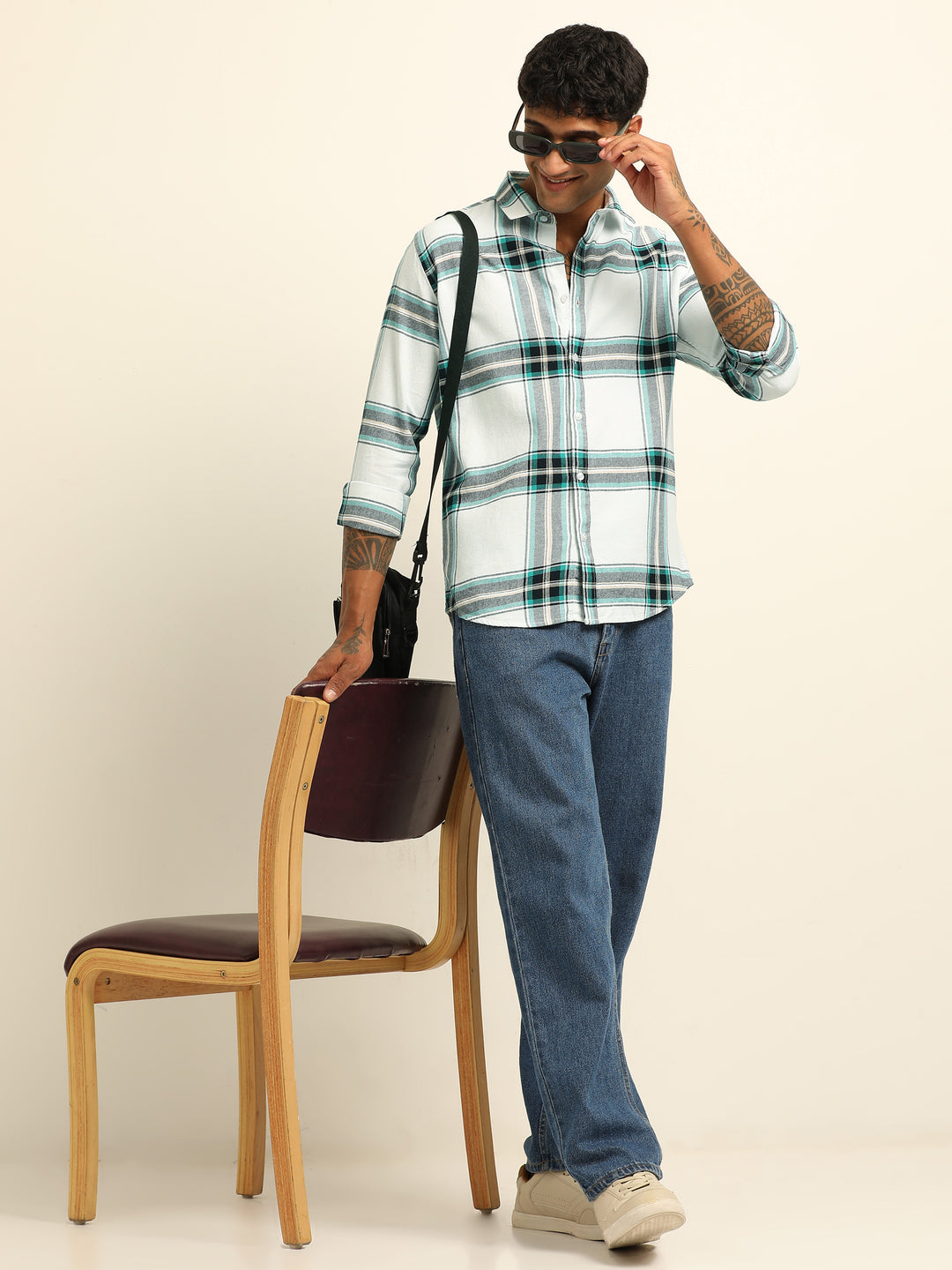 Spanish Green Checks Regular Fit Shirt Checks Shirt Bushirt