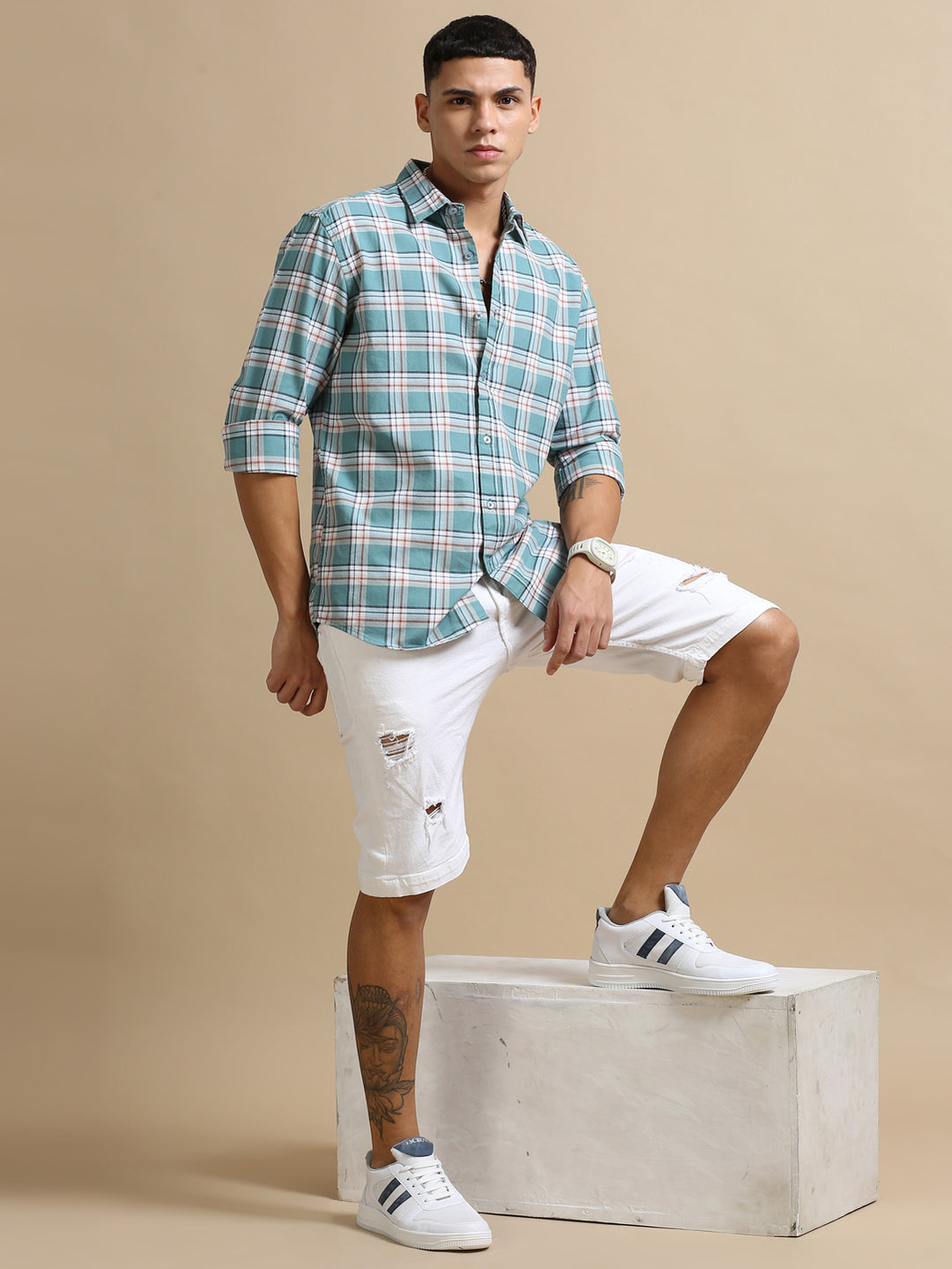 Blezza Tiffany Blue Checks Shirt Checks Shirt Bushirt