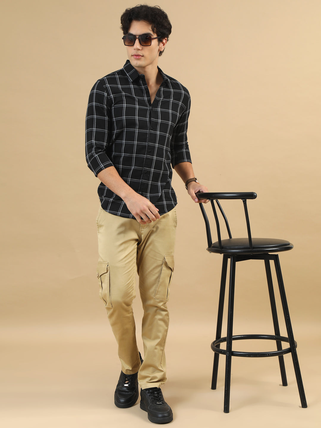 Savvy Squares Black Checks Shirt Checks Shirt Bushirt