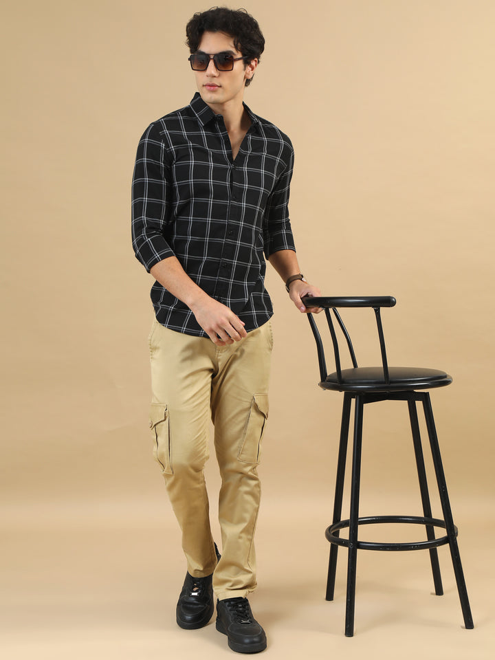 Savvy Squares Black Checks Shirt Checks Shirt Bushirt