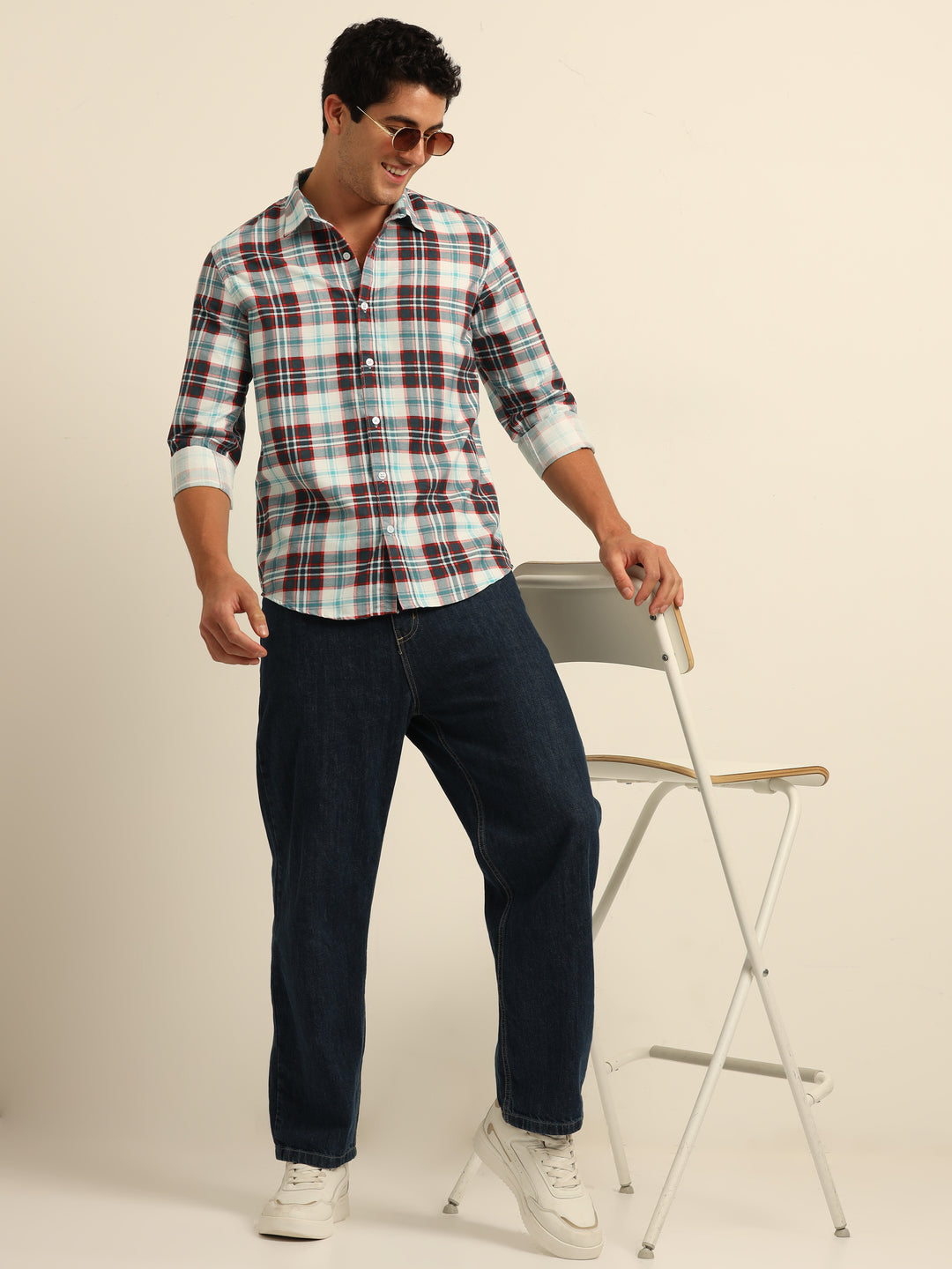 Red Checks Regular Fit Shirt Checks Shirt Bushirt