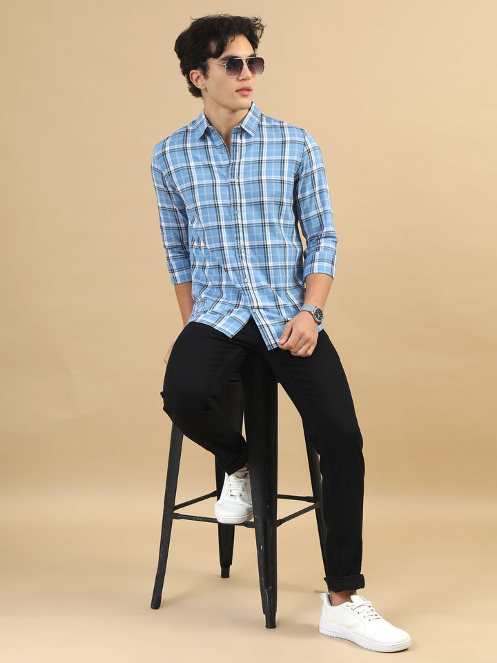 Classic Grid Urban Blue Checks Shirt Checks Shirt Bushirt