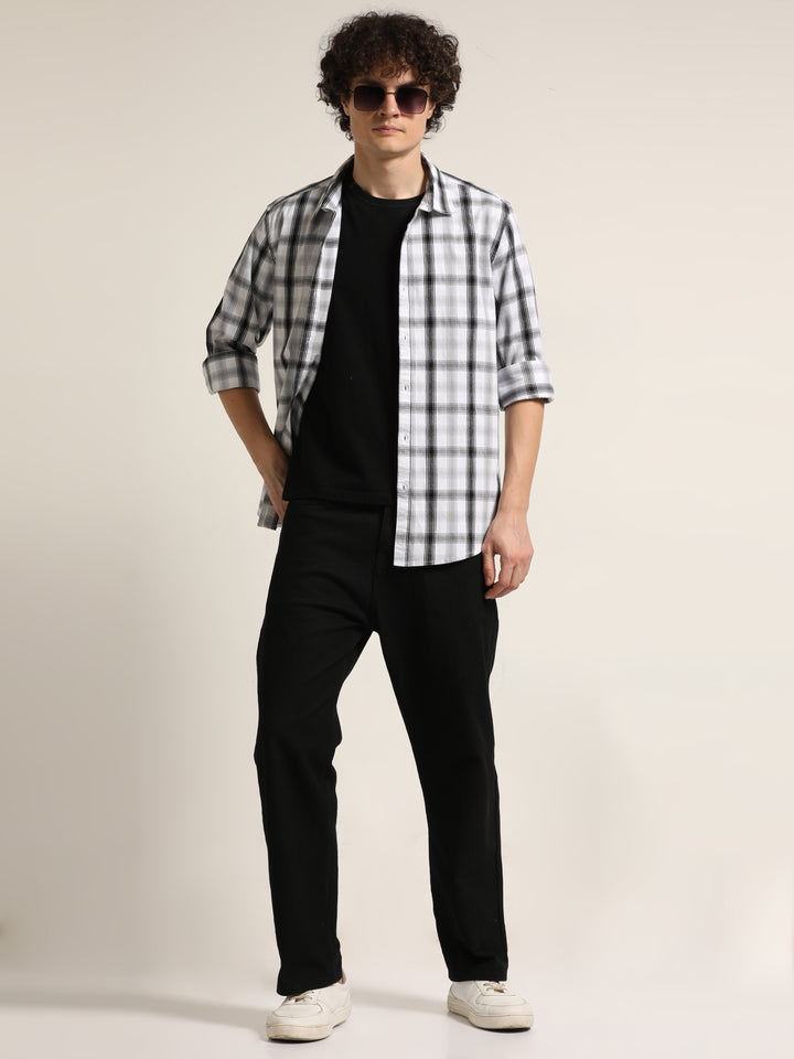 White Checks Regular Fit Shirt Checks Shirt Bushirt