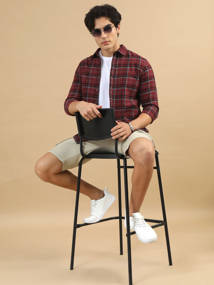 Tartan Textures Maroon Checks Shirt Checks Shirt Bushirt
