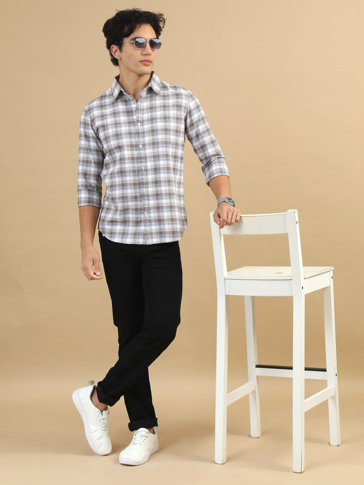 Rustic Plaid Tuscan Brown Checks Shirt Checks Shirt Bushirt