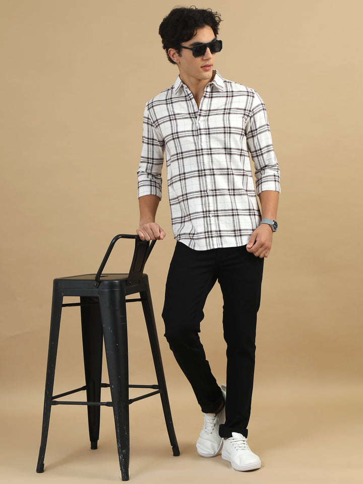 Plaid Fusion Cream Checks Shirt Checks Shirt Bushirt