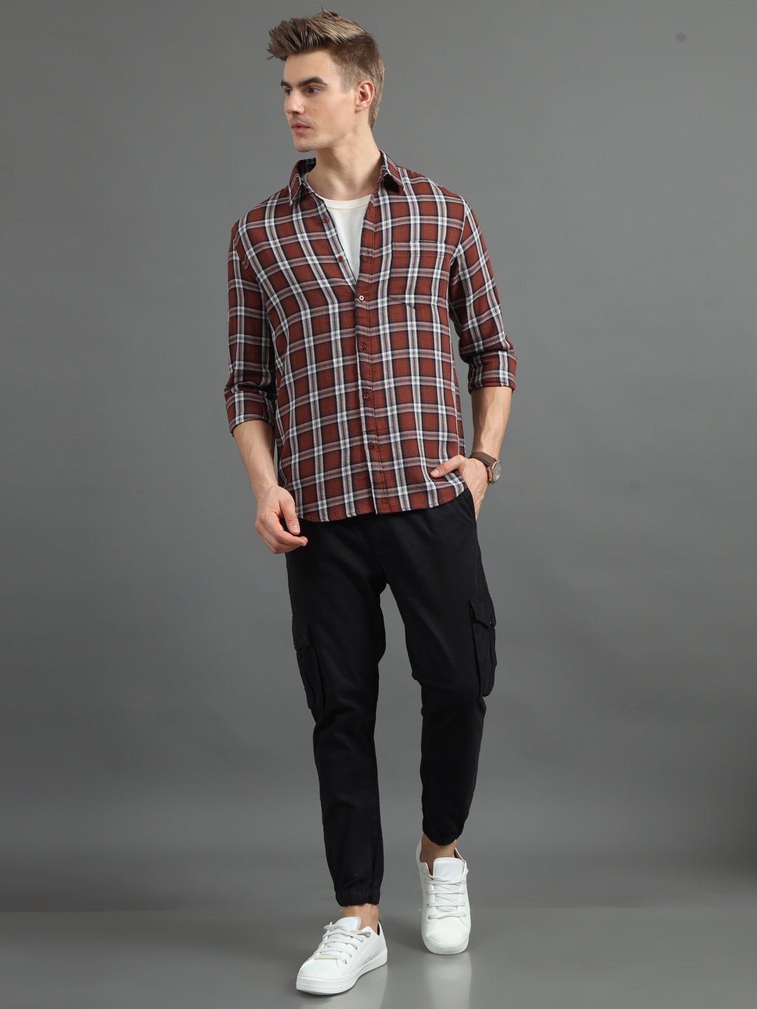 Quirky Brown Checked Shirt Checks Shirt Bushirt