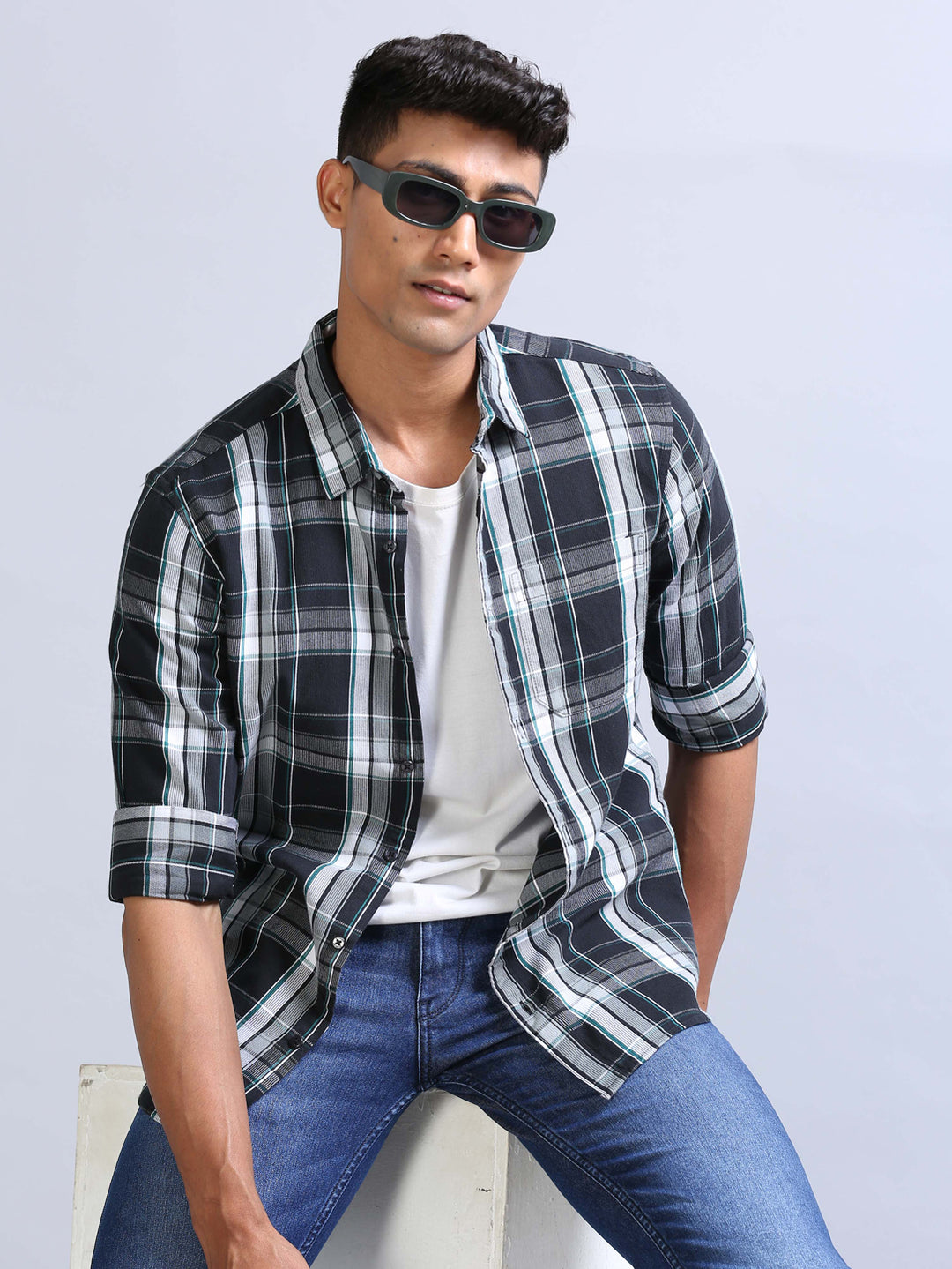 Wale Quadrey Black Checks Shirt Checks Shirt Bushirt