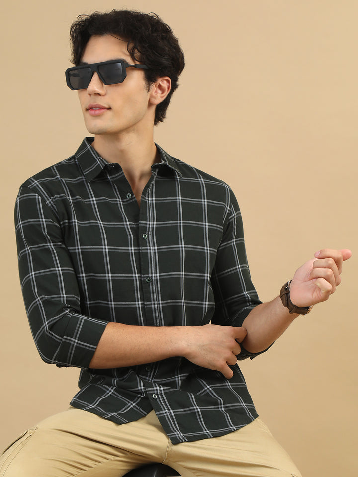 Savvy Squares Rifle Green Checks Shirt Checks Shirt Bushirt