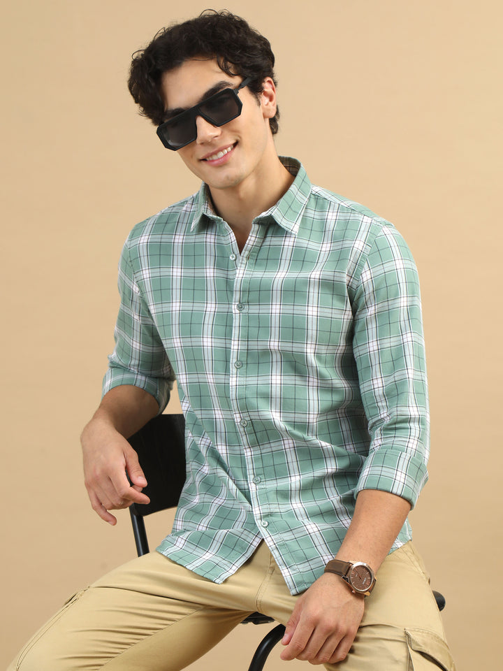 Bold Blocks Laurel Green Checks Shirt Checks Shirt Bushirt