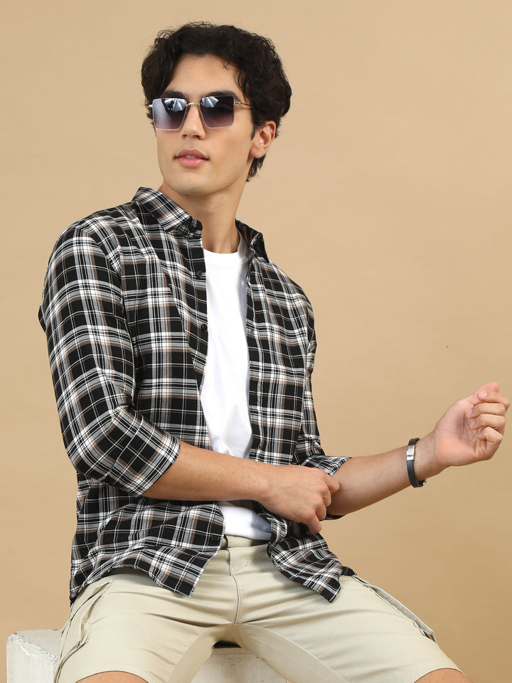 Bold Grids Black Checks Shirt Checks Shirt Bushirt