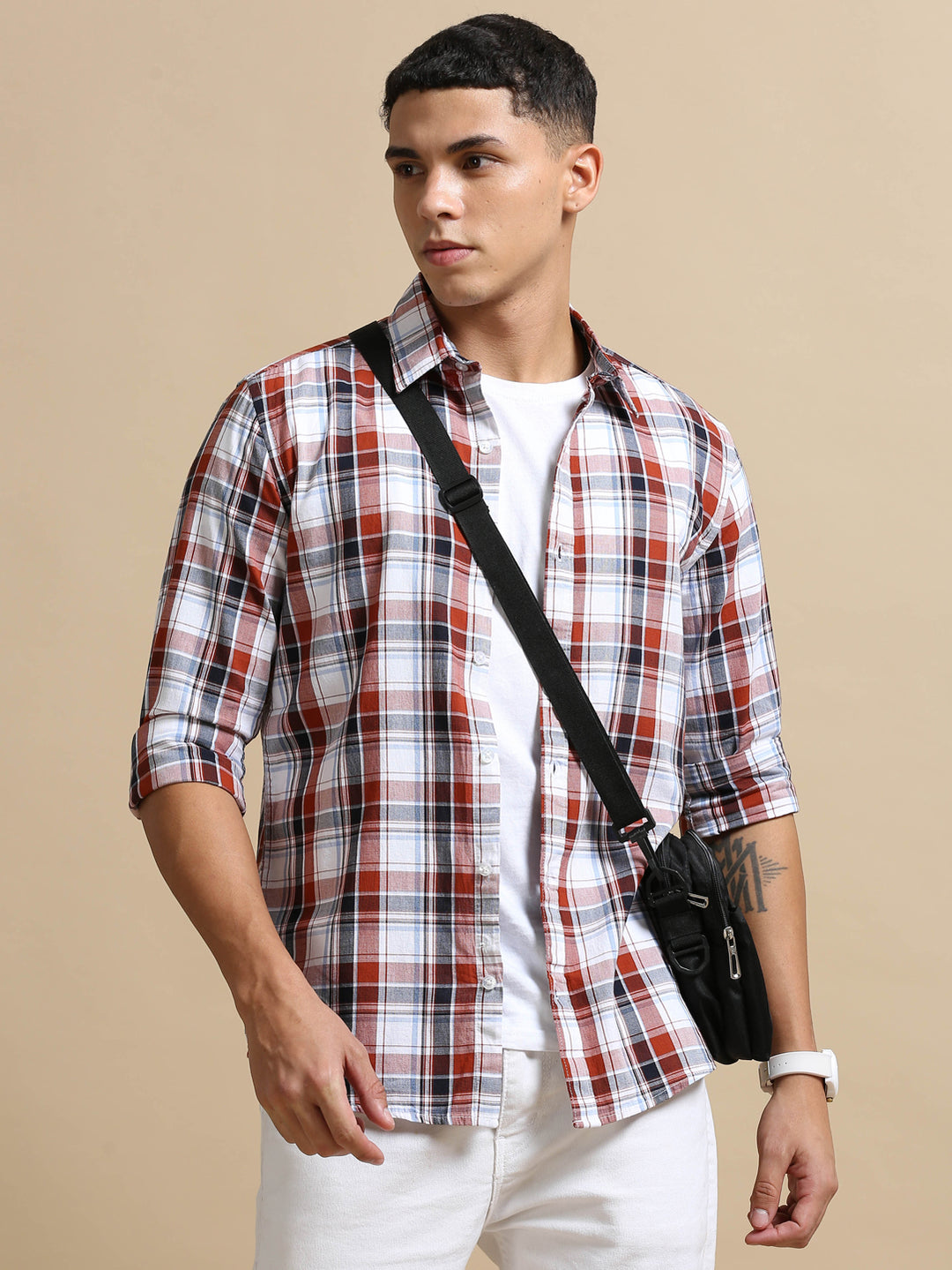 Cannon Brick Red Checks Shirt Checks Shirt Bushirt