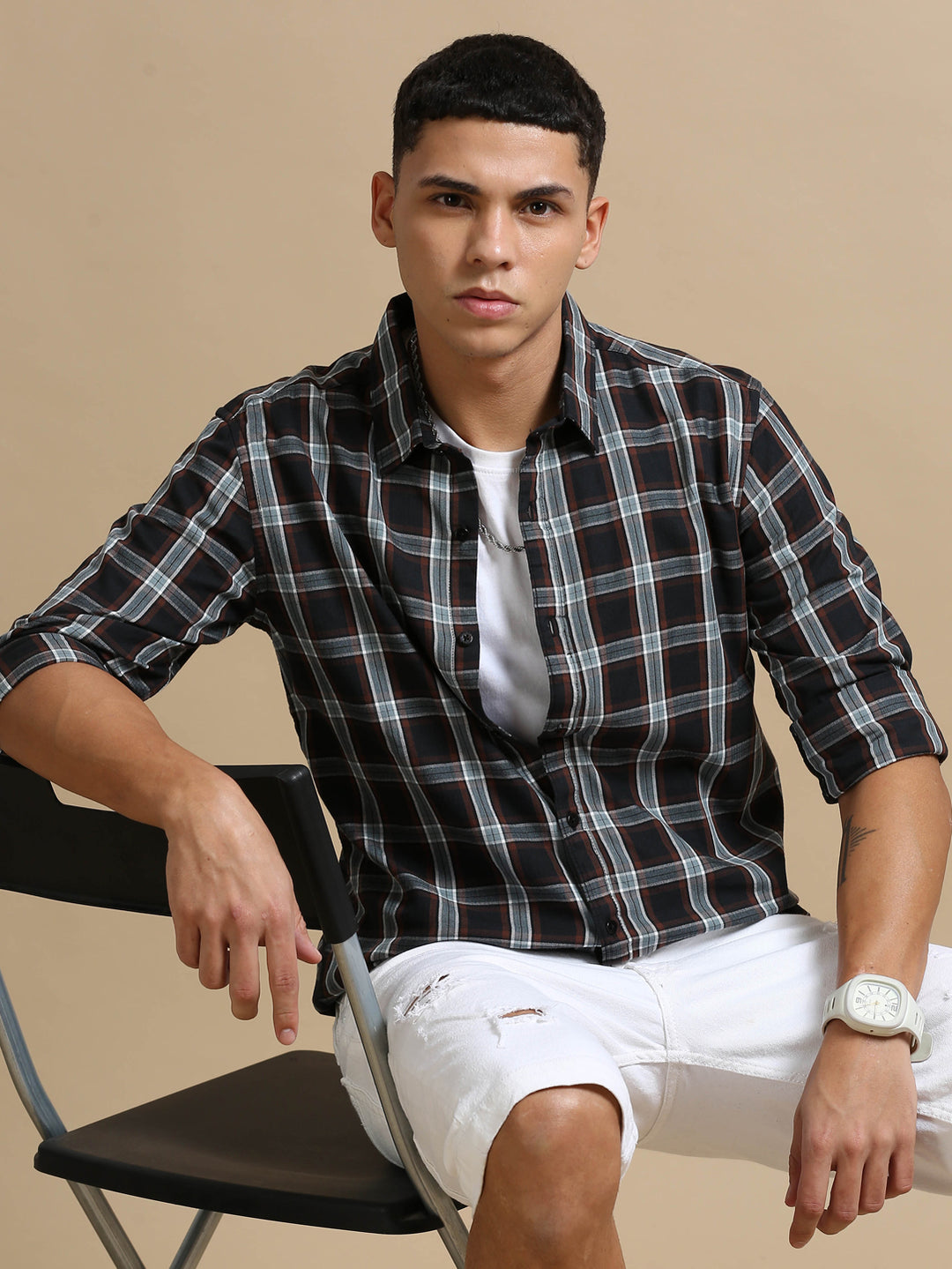 Plaid Vector Brown Checks Shirt Checks Shirt Bushirt