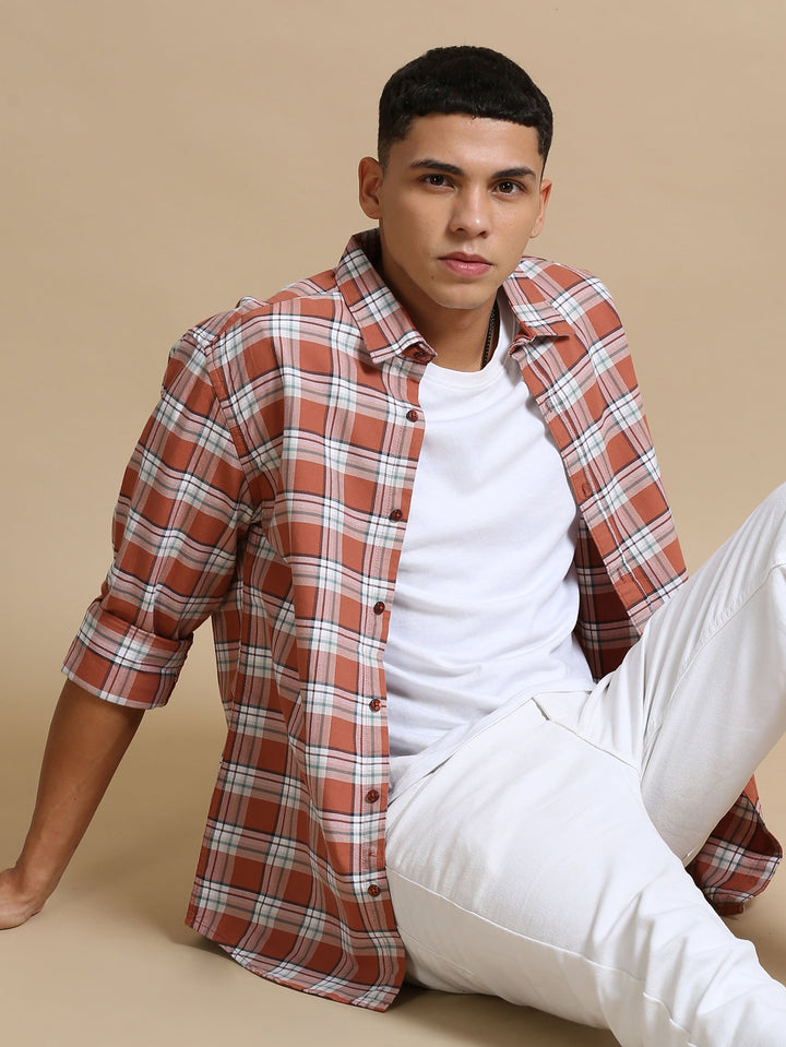 Blezza Tan Checks Shirt Checks Shirt Bushirt