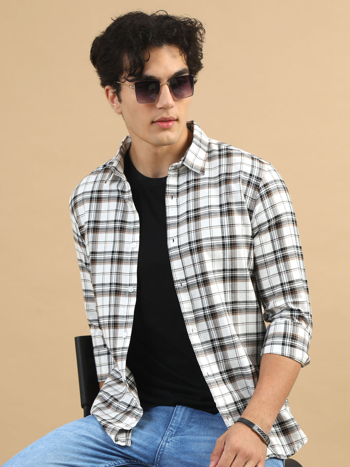 Bold Grids White Checks Shirt Checks Shirt Bushirt