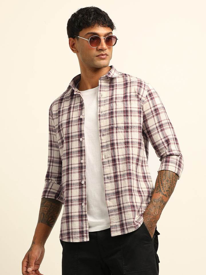 Red Checks Regular Fit Shirt Checks Shirt Bushirt