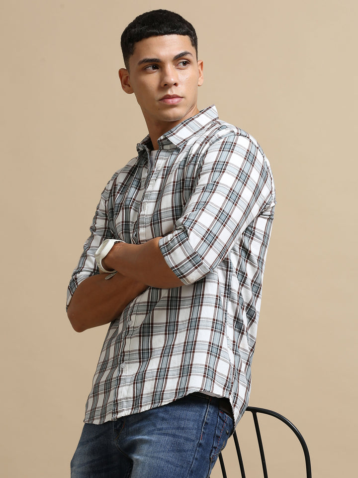 Plaid Vector White Checks Shirt Checks Shirt Bushirt