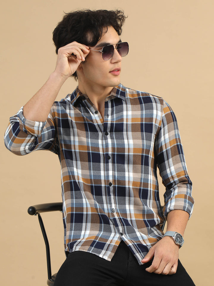 Plaid Pursuits Tan Checks Shirt Checks Shirt Bushirt