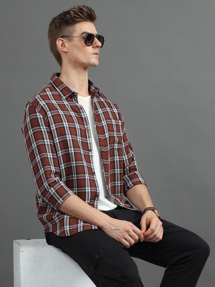 Quirky Brown Checked Shirt Checks Shirt Bushirt