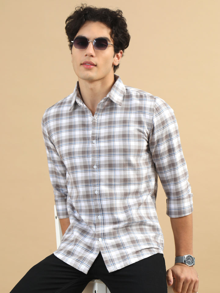 Rustic Plaid Tuscan Brown Checks Shirt Checks Shirt Bushirt