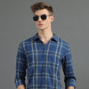 Classic Grid Ocean Blue Checked Shirt Checks Shirt Bushirt