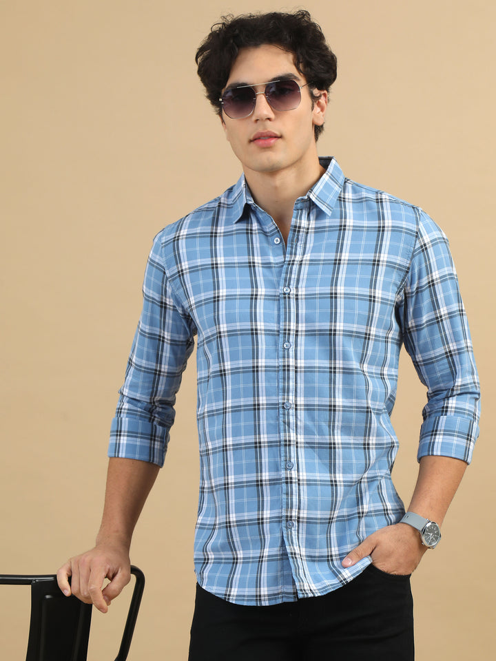 Classic Grid Urban Blue Checks Shirt Checks Shirt Bushirt