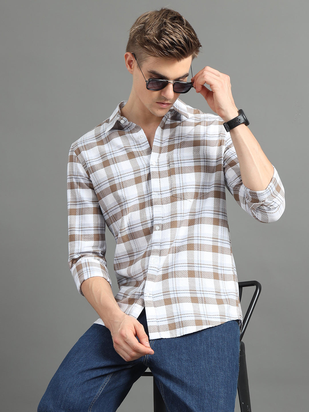 Static Brown Checks Shirt Checks Shirt Bushirt