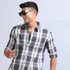 Wale Quadrey Charcoal Grey Checks Shirt Checks Shirt Bushirt