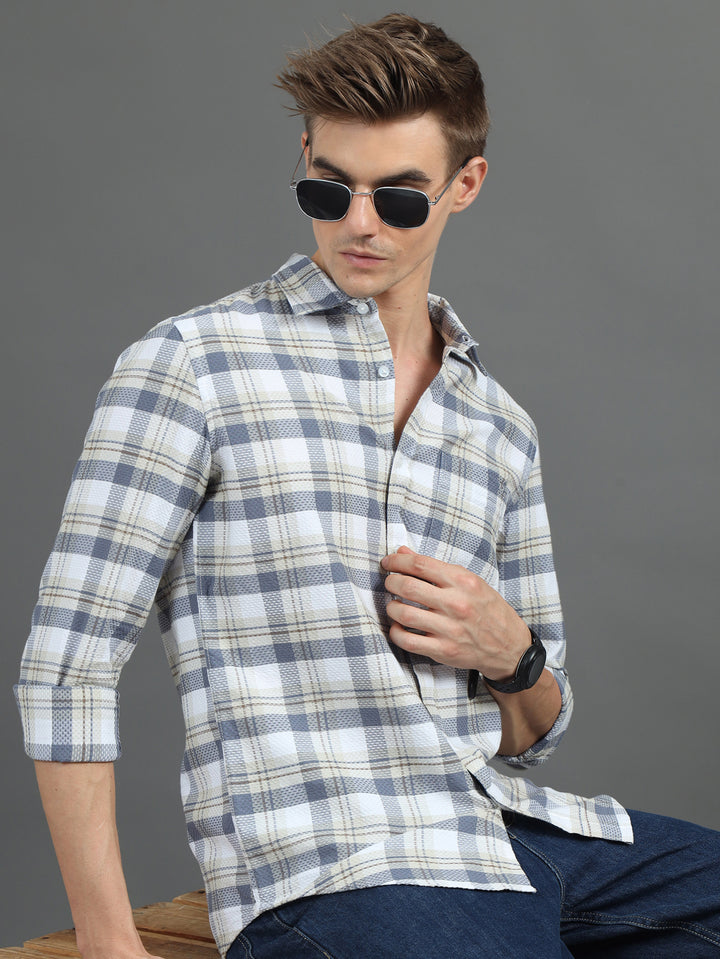 Static Stone Grey Checks Shirt Checks Shirt Bushirt