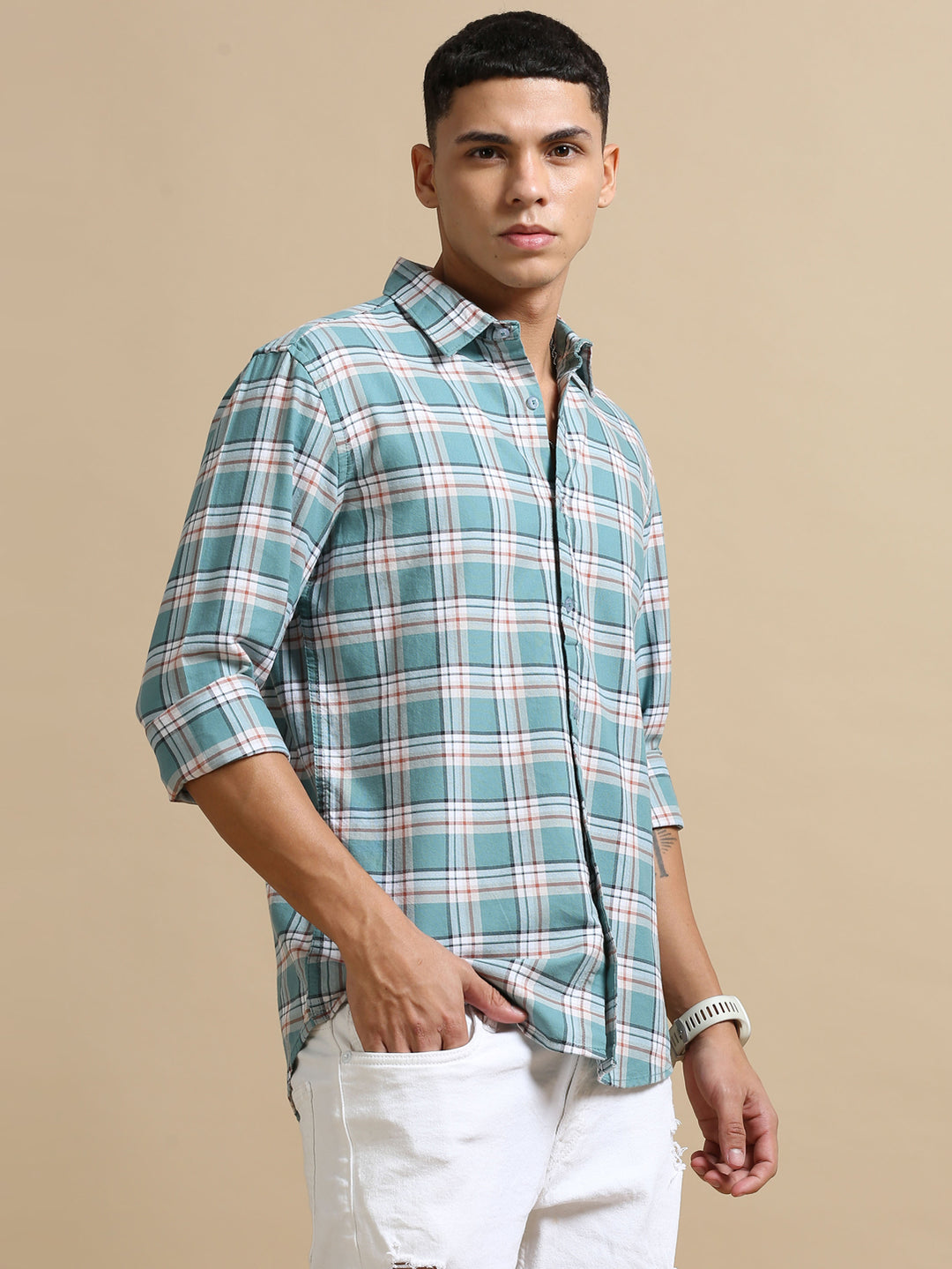 Blezza Tiffany Blue Checks Shirt Checks Shirt Bushirt