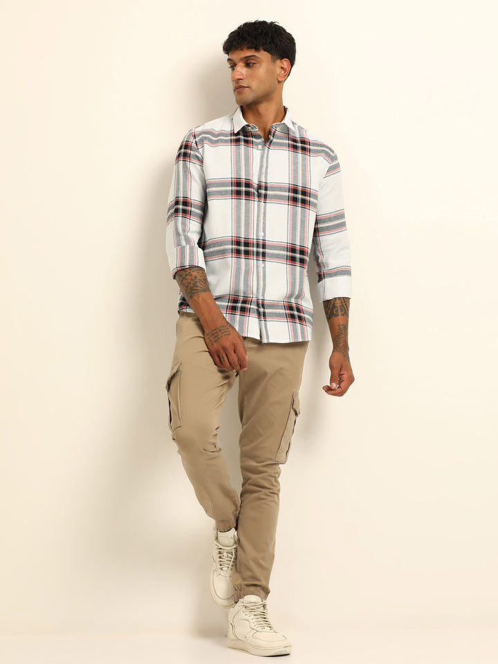 Pastel Red Checks Regular Fit Shirt Checks Shirt Bushirt