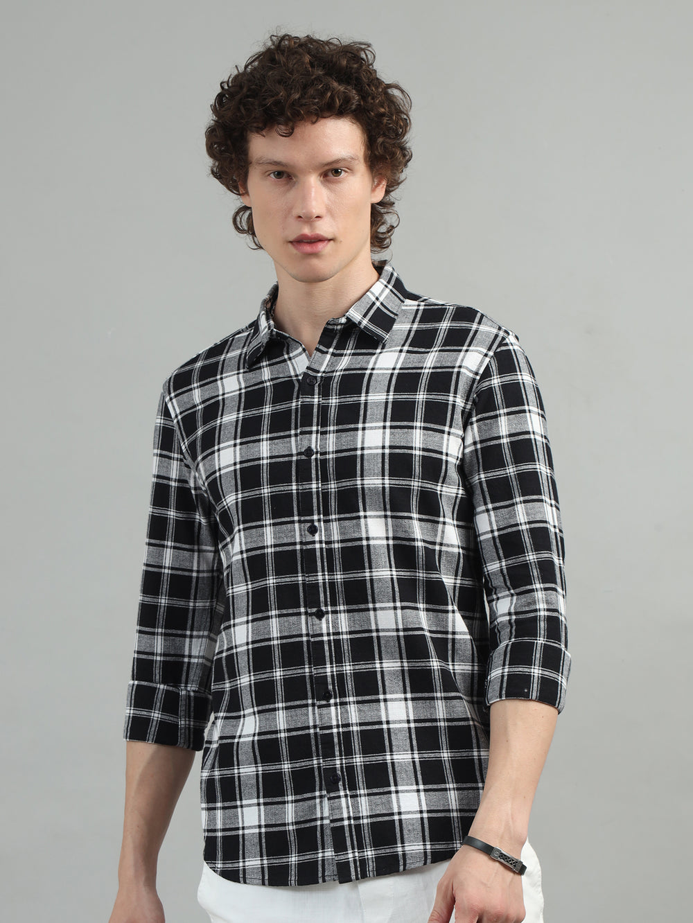 Dupplin Grid Black Checked Shirt Checks Shirt Bushirt
