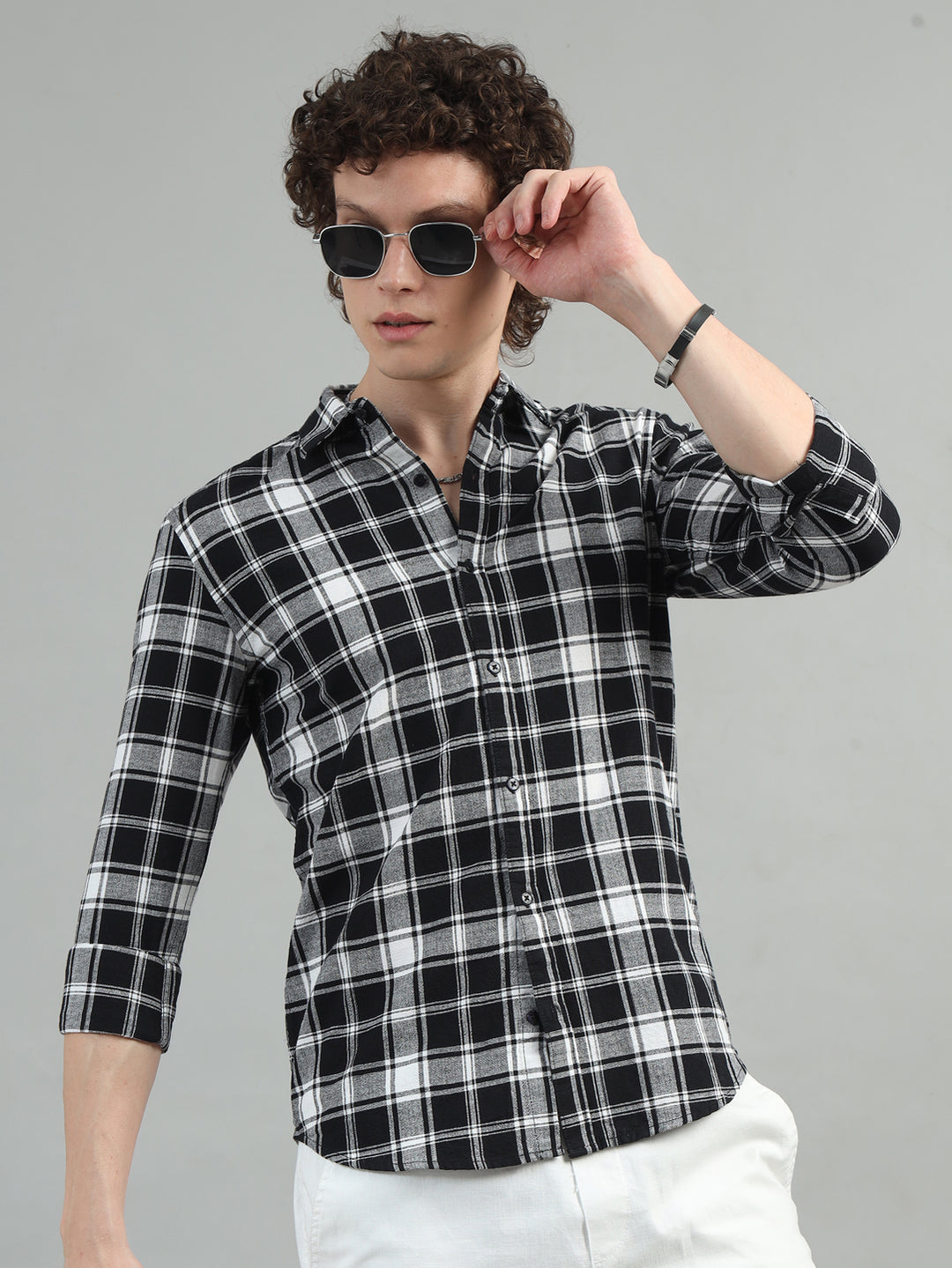 Dupplin Grid Black Checked Shirt Checks Shirt Bushirt